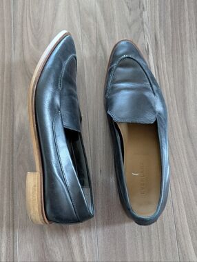 Everlane Black Leather Women's Penny Loafers With Pointed Toe (Size 8.5)